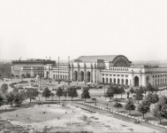 Union Station in Washington DC circa  with a baseball game next door